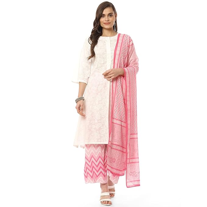 BIBA Women Cotton Straight Printed Suit Set